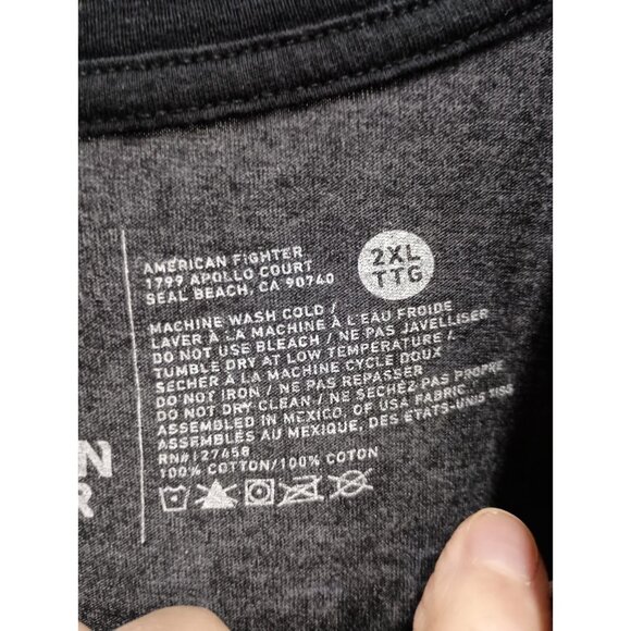 American Fighter Mens T-Shirt Sz 2XL Black Graphic Print Short Sleeve Grunge - Picture 6 of 8